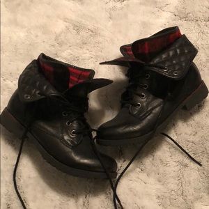 Black fold-down combat boots